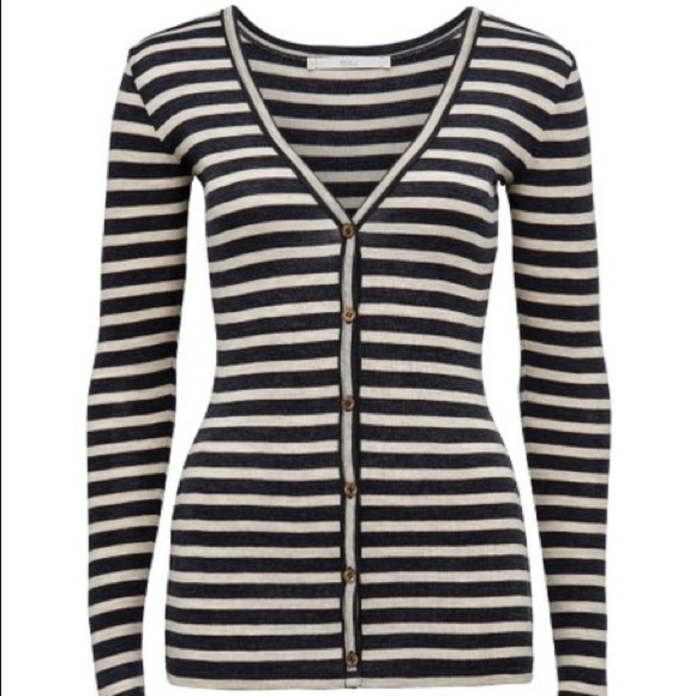 Merino wool striped cardigan